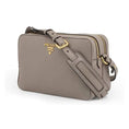 Load image into Gallery viewer, New  Argilla Grey Vitello Phenix Leather Double Zip Crossbody Bag 1BH079
