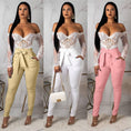 Load image into Gallery viewer, Women'S Casual Full Length High Waist Tie Knot Skinny Pants with Pockets
