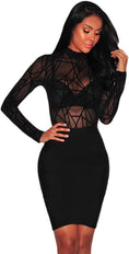 Load image into Gallery viewer, Women Sexy Sheer Floral Lace Bodysuit Long Sleeve Teddy Lingerie
