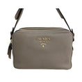 Load image into Gallery viewer, New  Argilla Grey Vitello Phenix Leather Double Zip Crossbody Bag 1BH079
