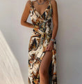 Load image into Gallery viewer, V-Neck Slip Dress Low Cut Printed Slit Dress
