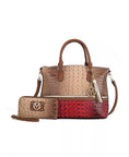 Load image into Gallery viewer, Autumn Crocodile Skin Tote Bag with Wallet by Mia K.
