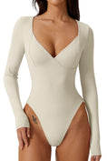 Load image into Gallery viewer, Women'S Short Sleeve Bodysuit V Neck Body Suits Seamed Cup Going Out Tops Shirt
