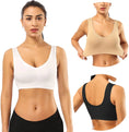 Load image into Gallery viewer, 3 Pack Sports Bras for Women,Seamless Comfortable Bras Set with Removable Pads for Sleep,Pull on Closure plus Size,Black+White+Nude,Xxl
