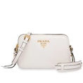 Load image into Gallery viewer, New  Vitello Phenix White Leather Double Zip Camera Crossbody 1BH079
