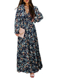 Load image into Gallery viewer, Women'S Black Floral Maxi Dresses Casual Deep V Neck Long Sleeve Evening Dress Cocktail Party Dress for Women, US 4-6(S)
