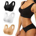 Load image into Gallery viewer, 3 Pack Sports Bras for Women,Seamless Comfortable Bras Set with Removable Pads for Sleep,Pull on Closure plus Size,Black+White+Nude,Xxl
