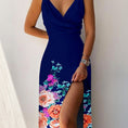 Load image into Gallery viewer, V-Neck Slip Dress Low Cut Printed Slit Dress
