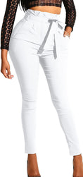 Load image into Gallery viewer, Women'S Casual Full Length High Waist Tie Knot Skinny Pants with Pockets
