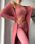 Load image into Gallery viewer, Fall Winter Fashion Women Sweater Pajamas Set Cozy Lounge Wear Fuzzy Fleece Sleepwear with Robe 3 Pieces Lounge Wear Sets
