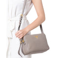 Load image into Gallery viewer, New  Argilla Grey Vitello Phenix Leather Double Zip Crossbody Bag 1BH079
