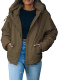 Load image into Gallery viewer, Womens Full Zipper Hooded Puffer Jacket Short Coat with Pockets plus Size
