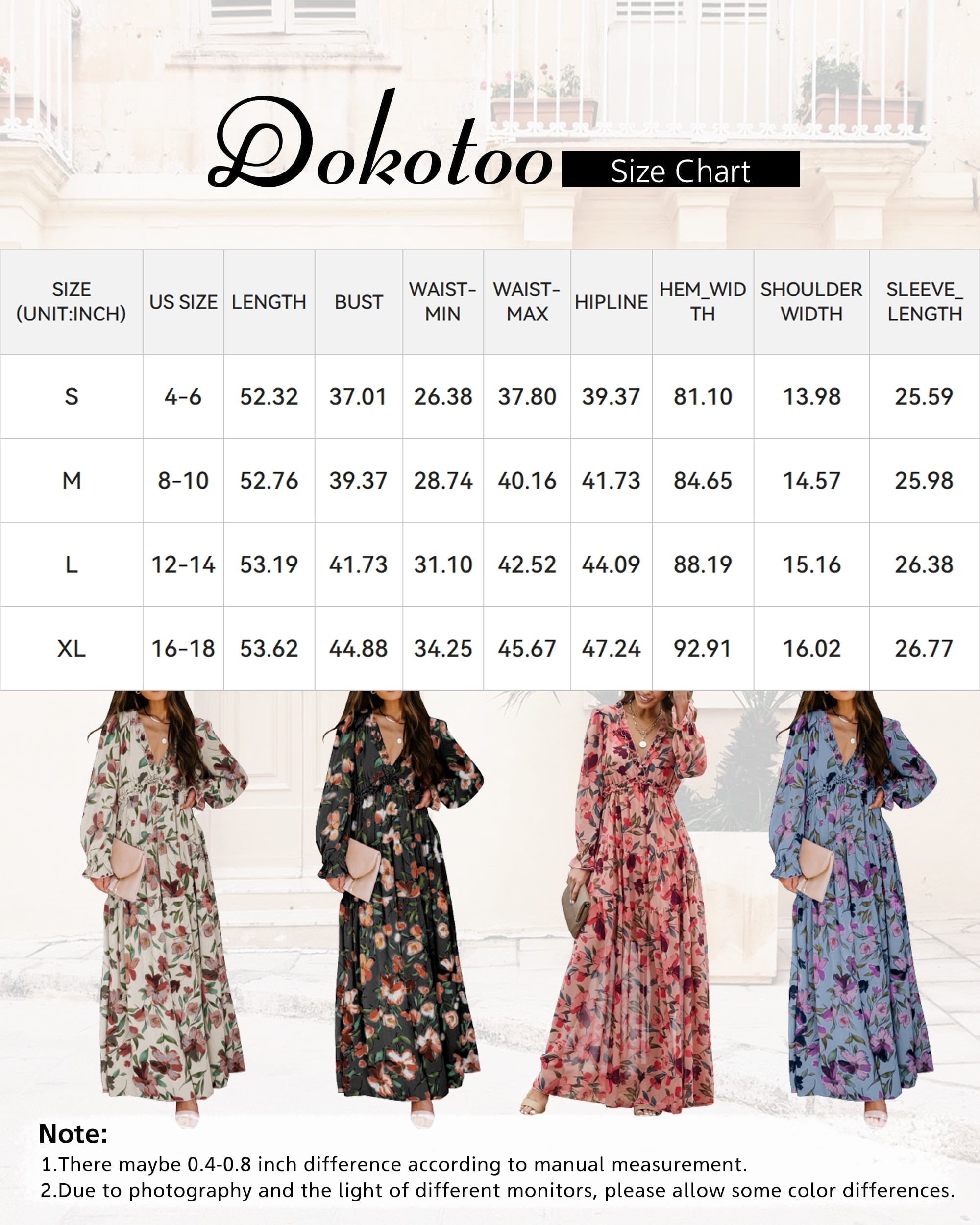 Women'S Black Floral Maxi Dresses Casual Deep V Neck Long Sleeve Evening Dress Cocktail Party Dress for Women, US 4-6(S)